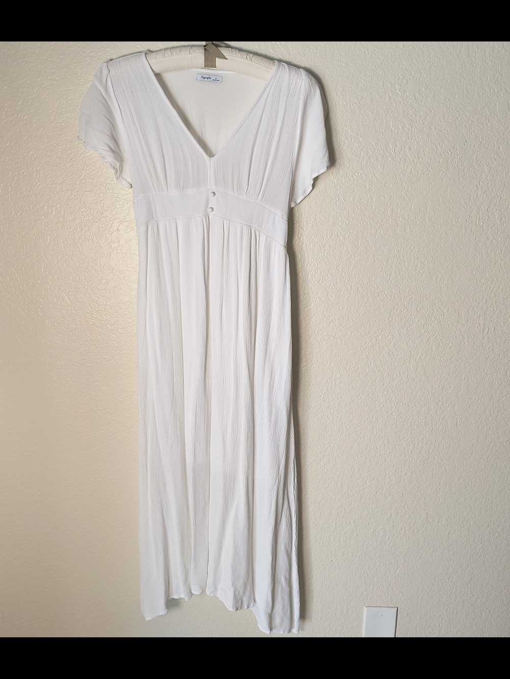 White V-Neck Maxi Dress with Empire Waist